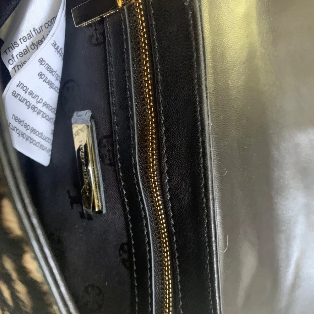 Tory Burch Black/Cream Animal hair/leather Shoulder Handbag